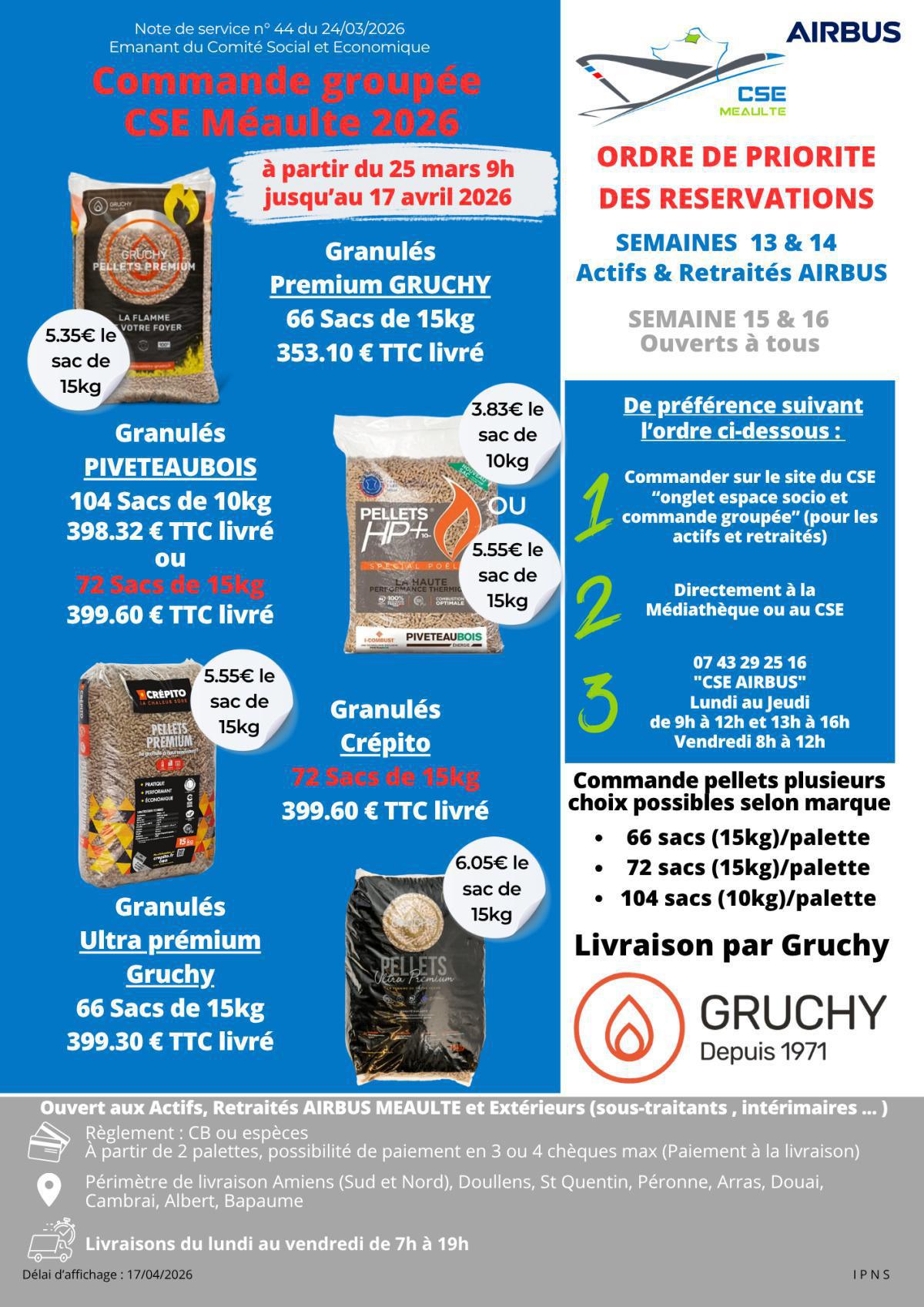 Offre Pellets "commande groupée CSE Airbus Méaulte 2026"