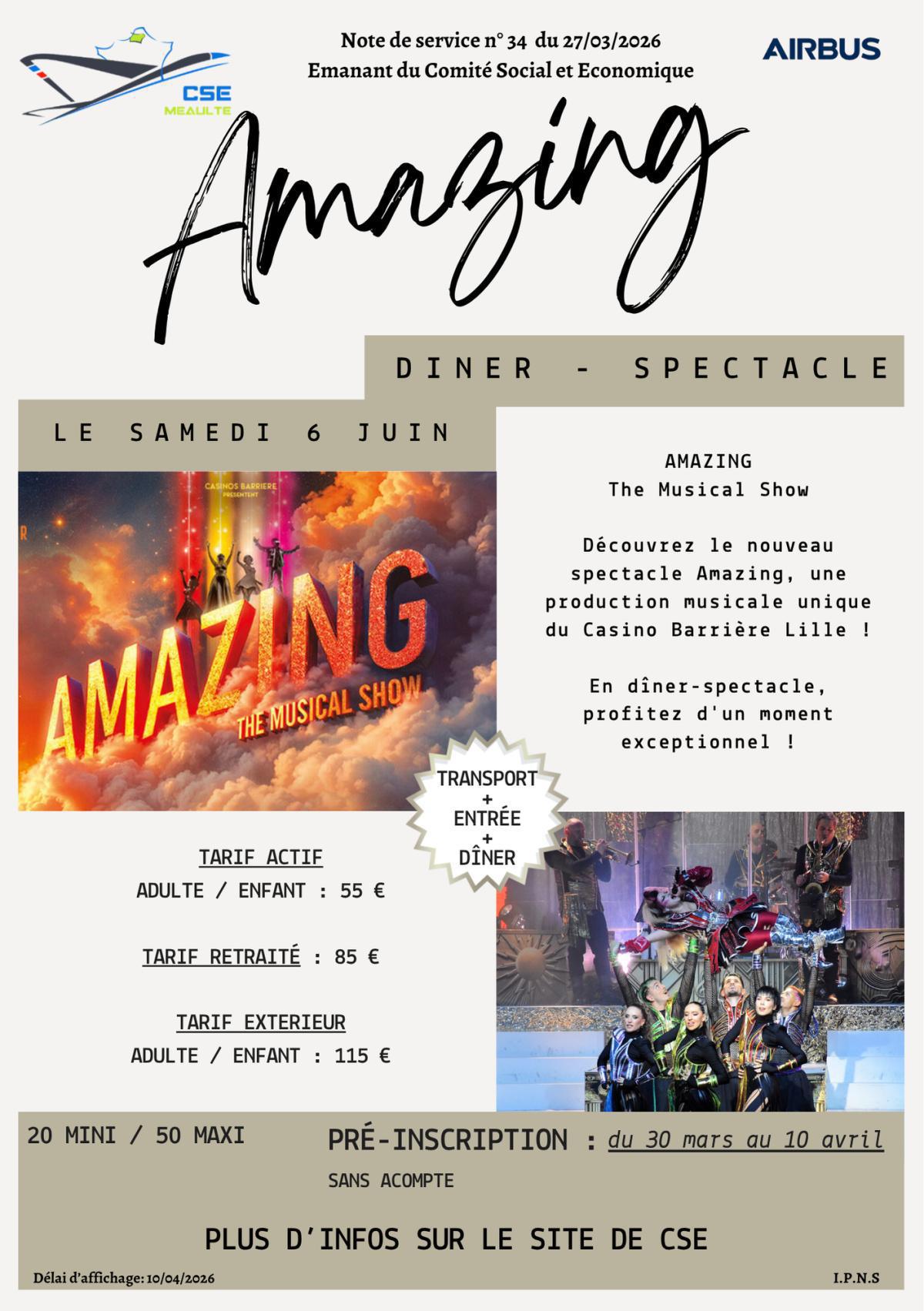 Sortie Dîner Spectacle "Amazing"