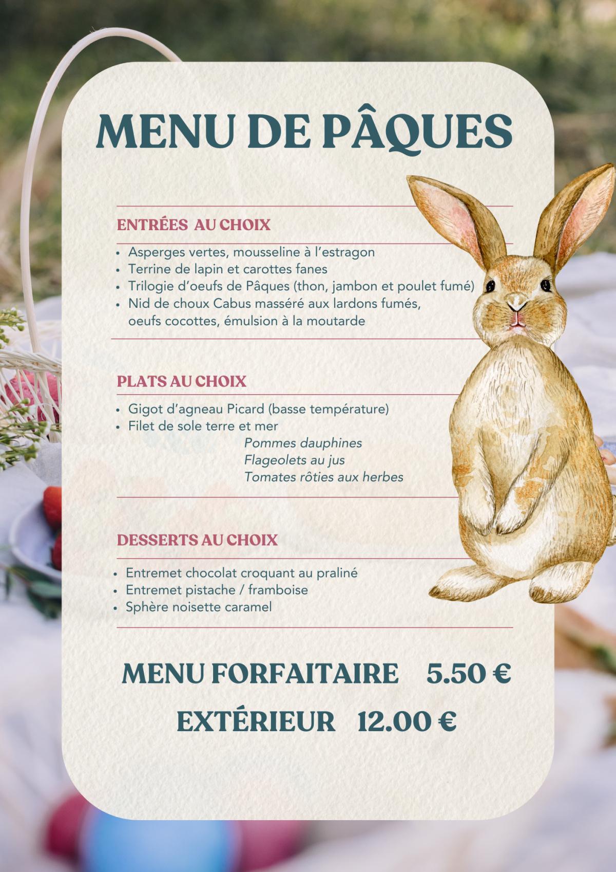 Menu du 30 mars au 03 avril 2026