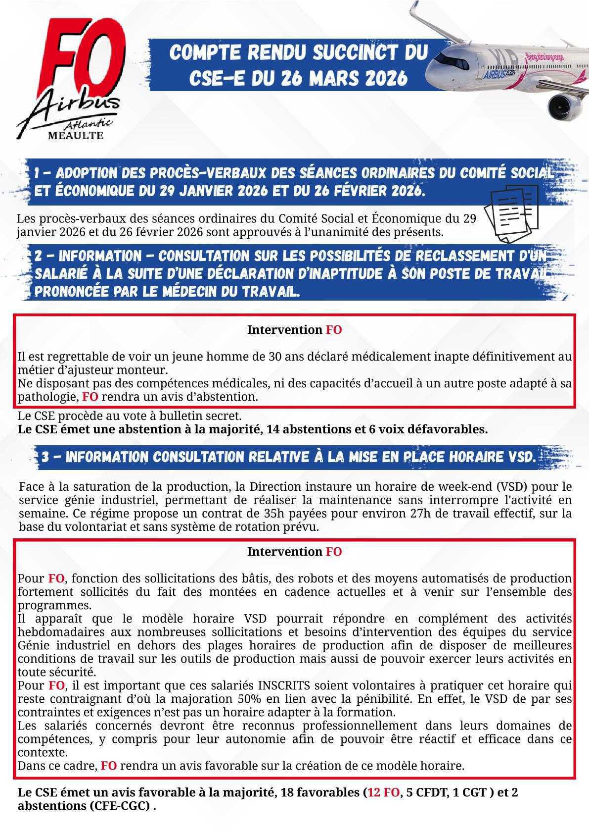 Compte rendu succinct du CSE-E de mars 2026