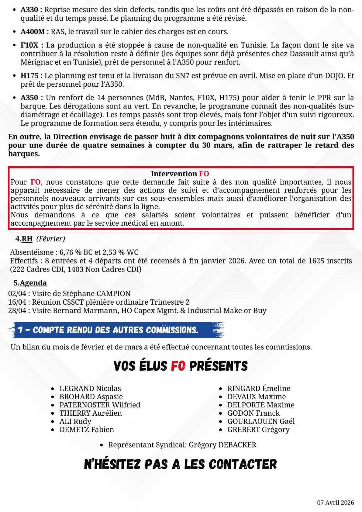 Compte rendu succinct du CSE-E de mars 2026