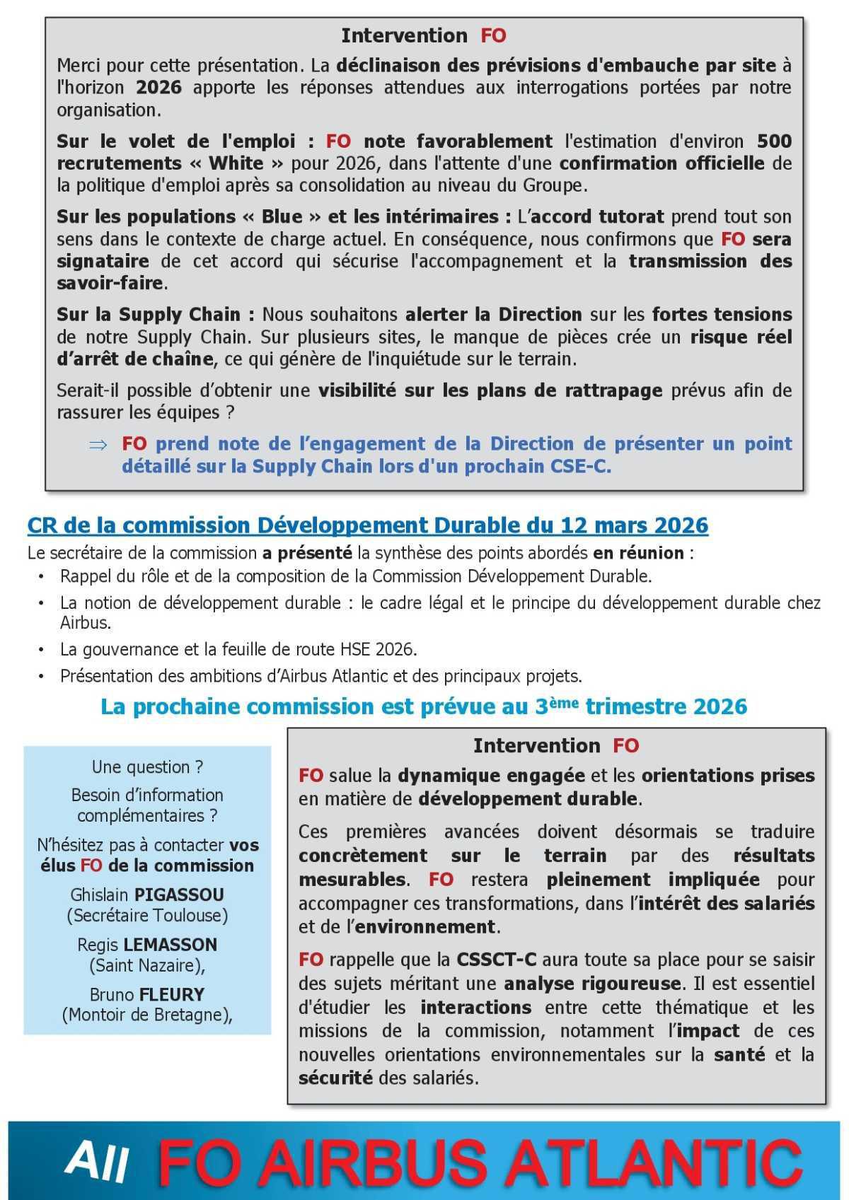 Compte Rendu partiel du CSE-C du 8 avril 2026