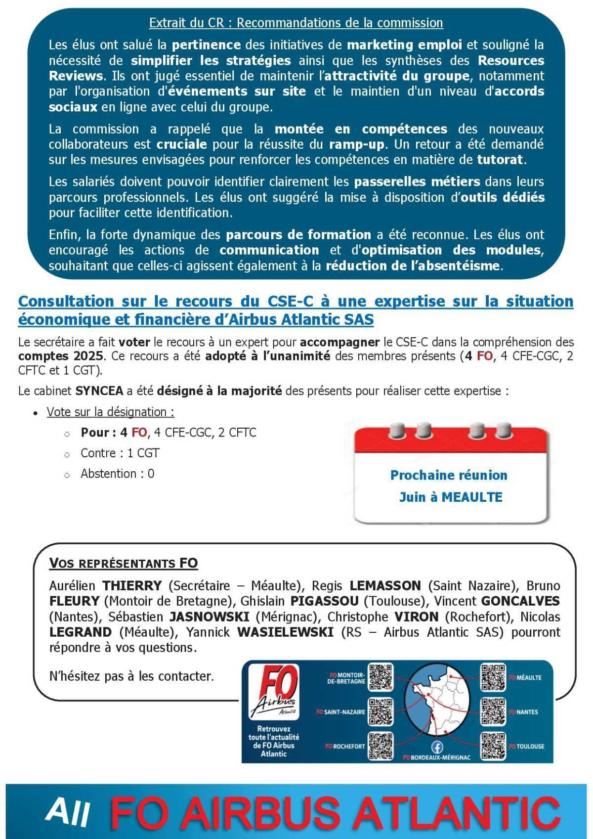 Compte Rendu partiel du CSE-C du 8 avril 2026