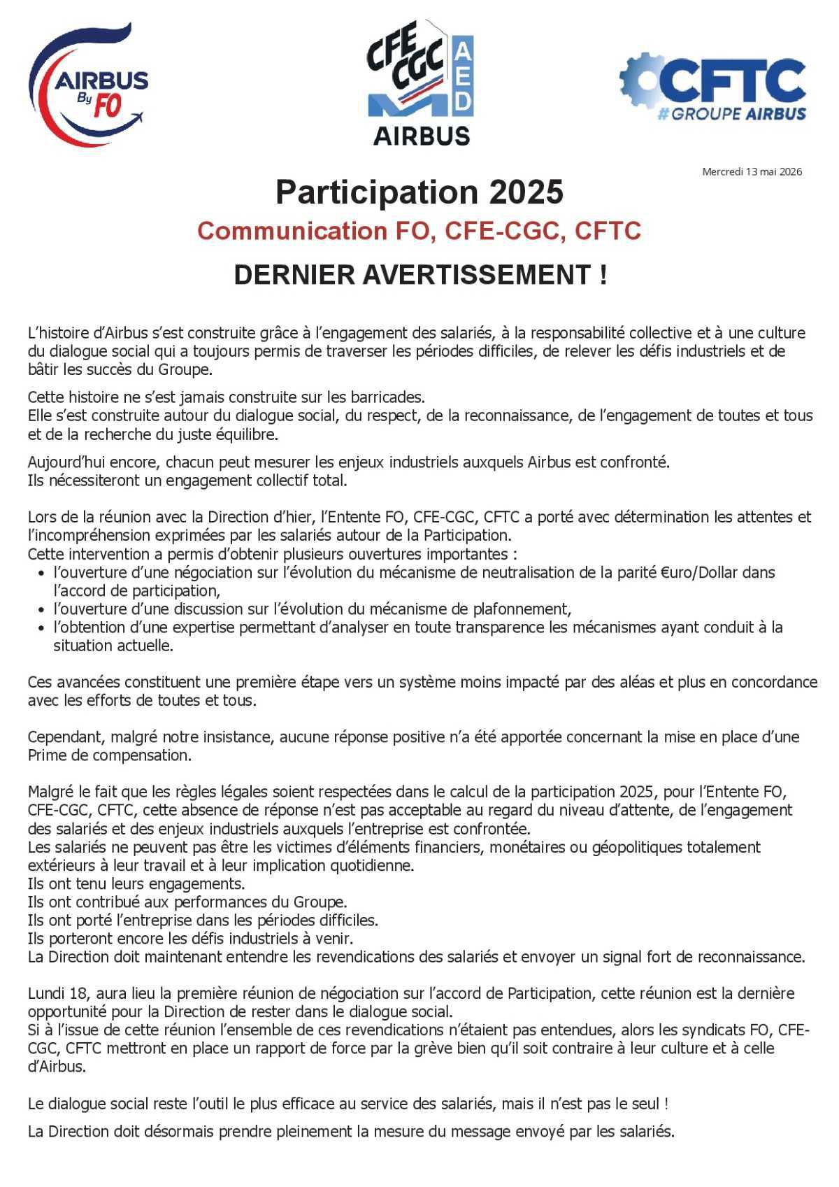DERNIER AVERTISSEMENT !