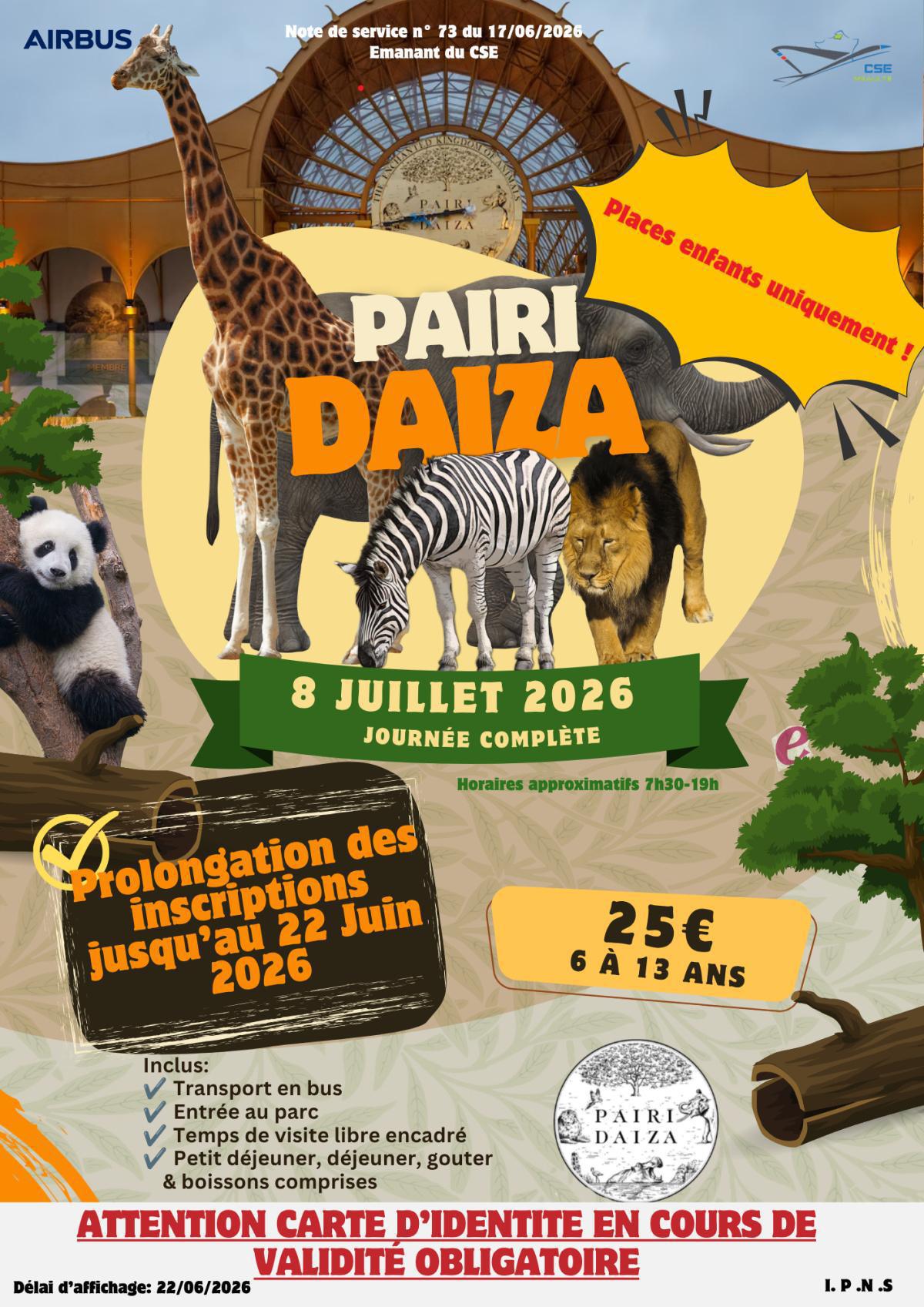"PAIRI DAIZA" Mercredi Récréatif