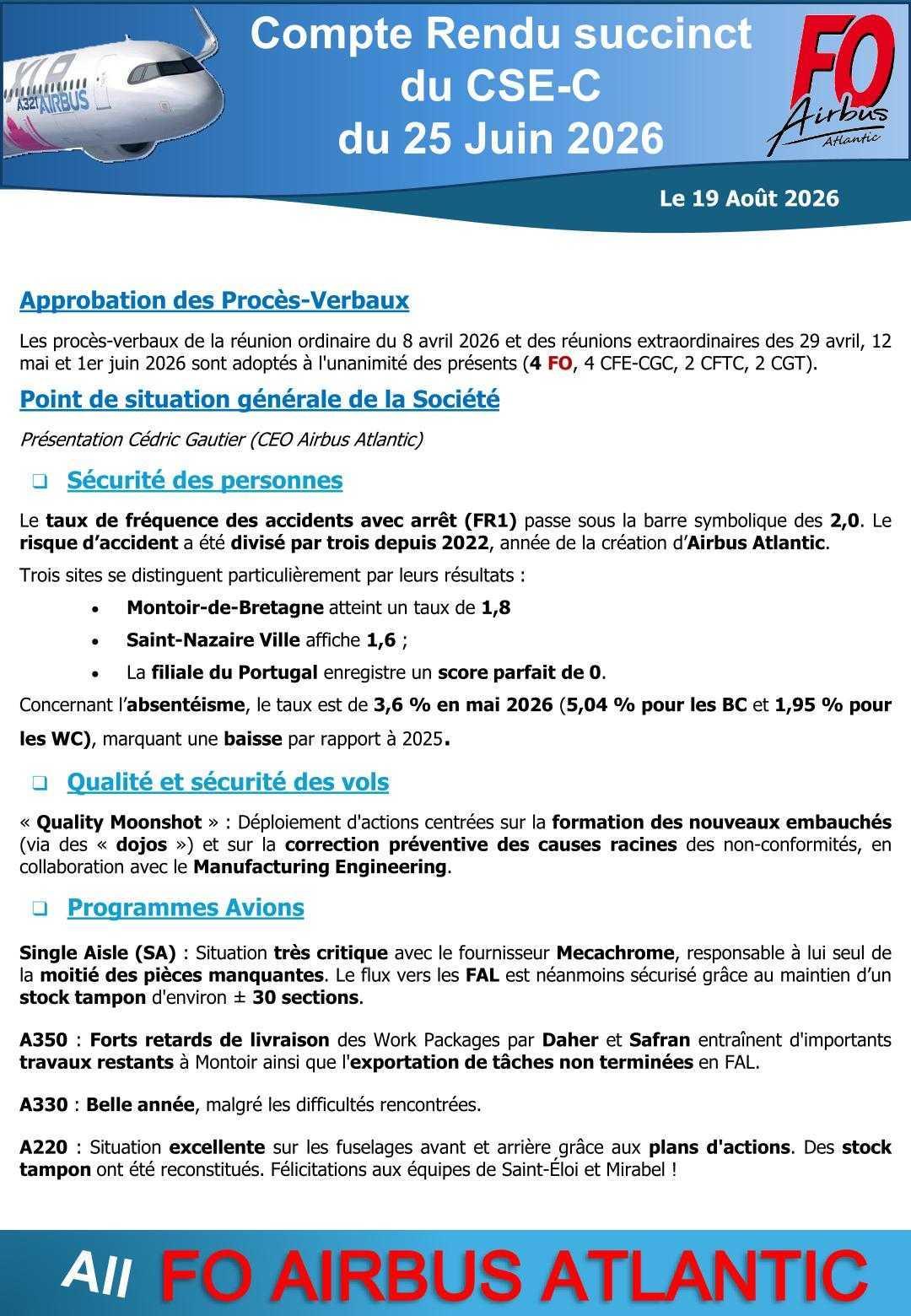 Compte rendu succinct du CSE-C du 25 juin 2026