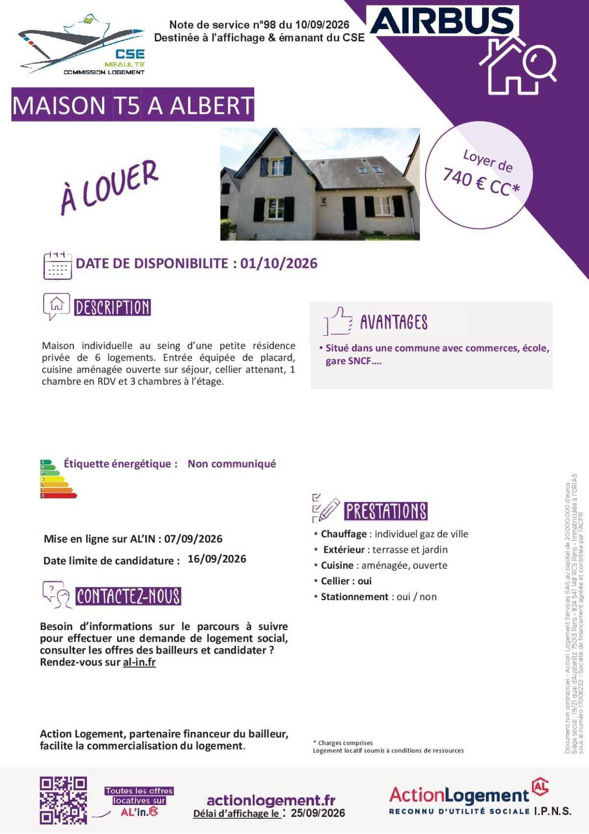 Location T5 à Albert "Action logement"