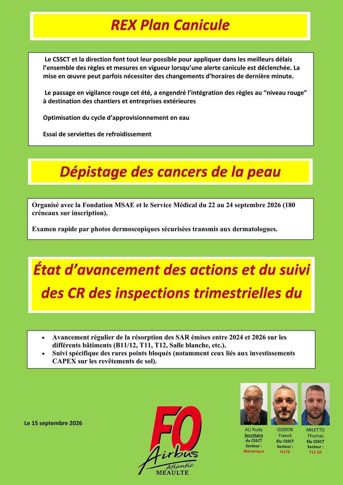 Compte rendu succinct du CSSCT du 9 septembre 2026