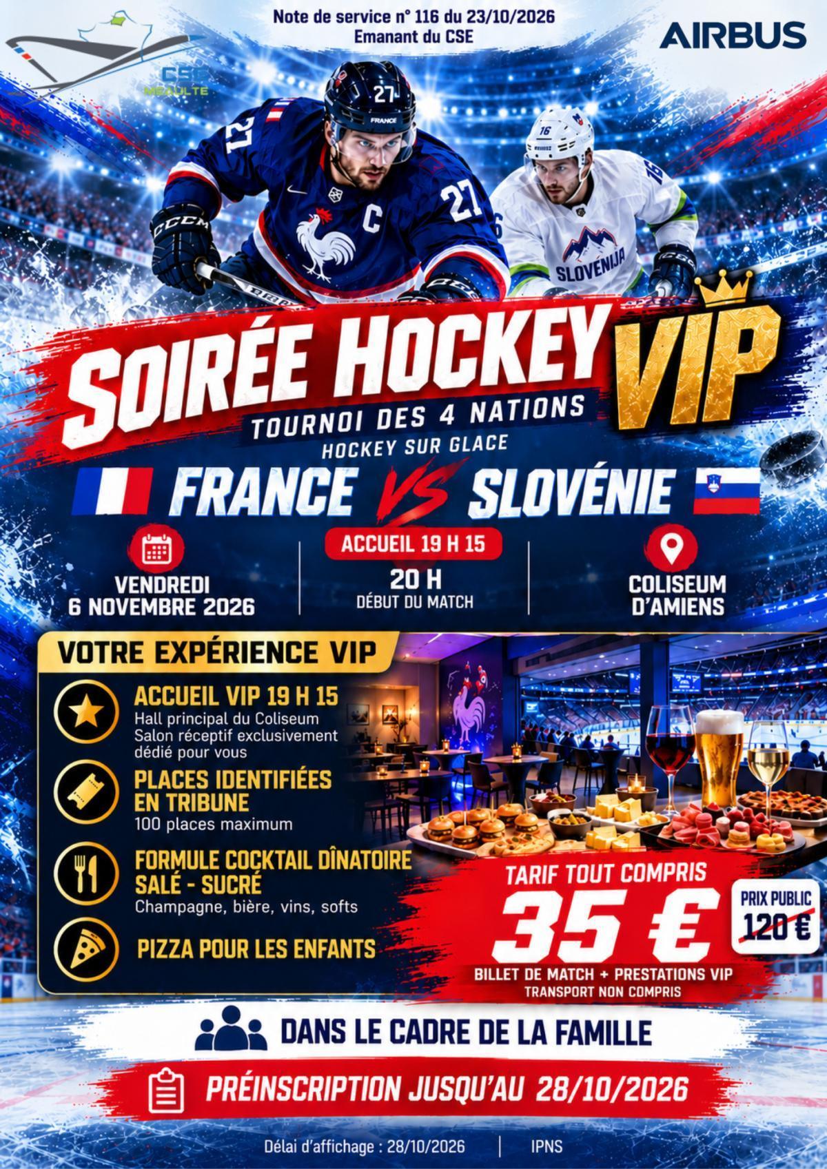 Soirée Hockey VIP (France vs Slovénie)