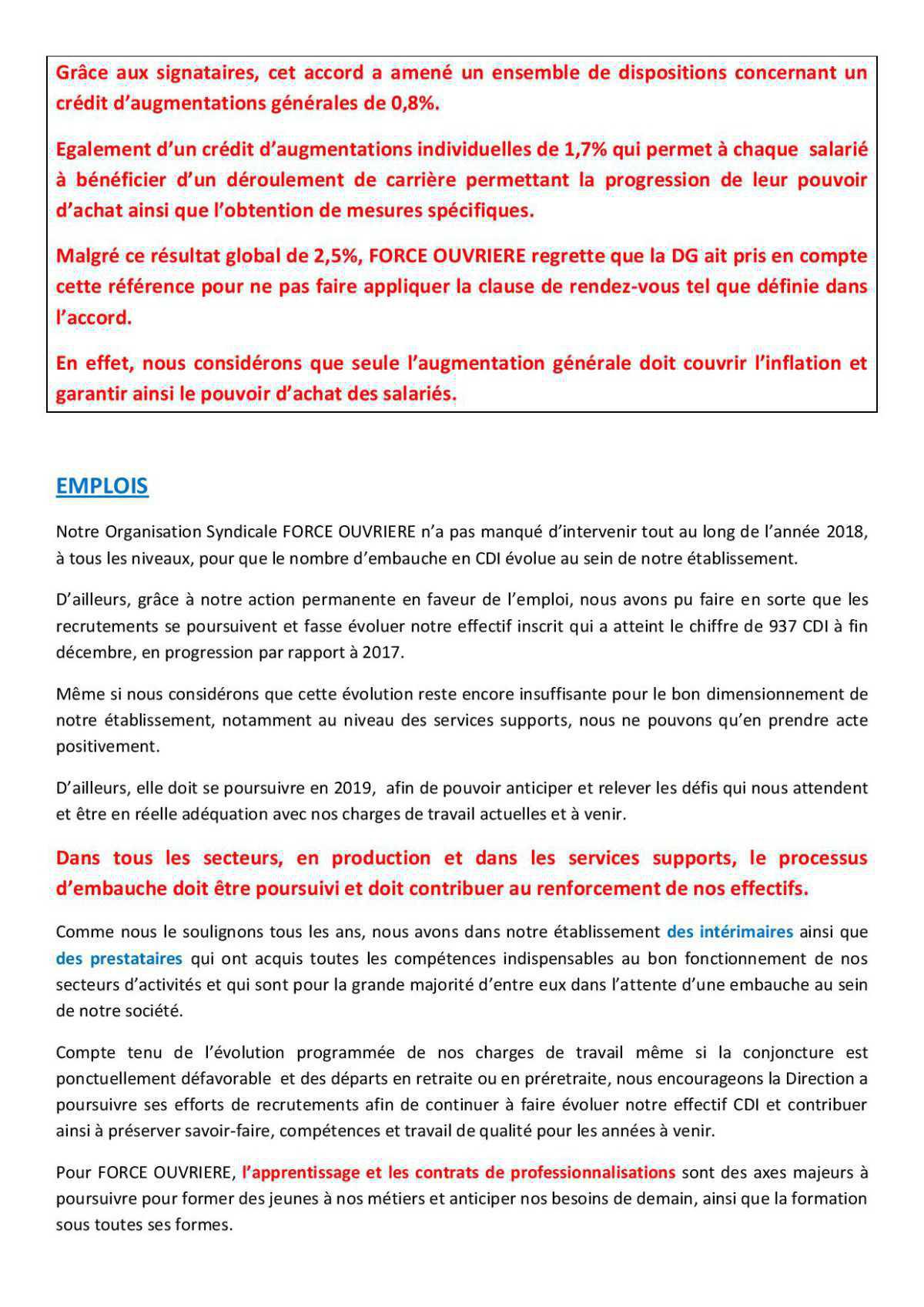Déclaration FO au CE du 26 avril 2019