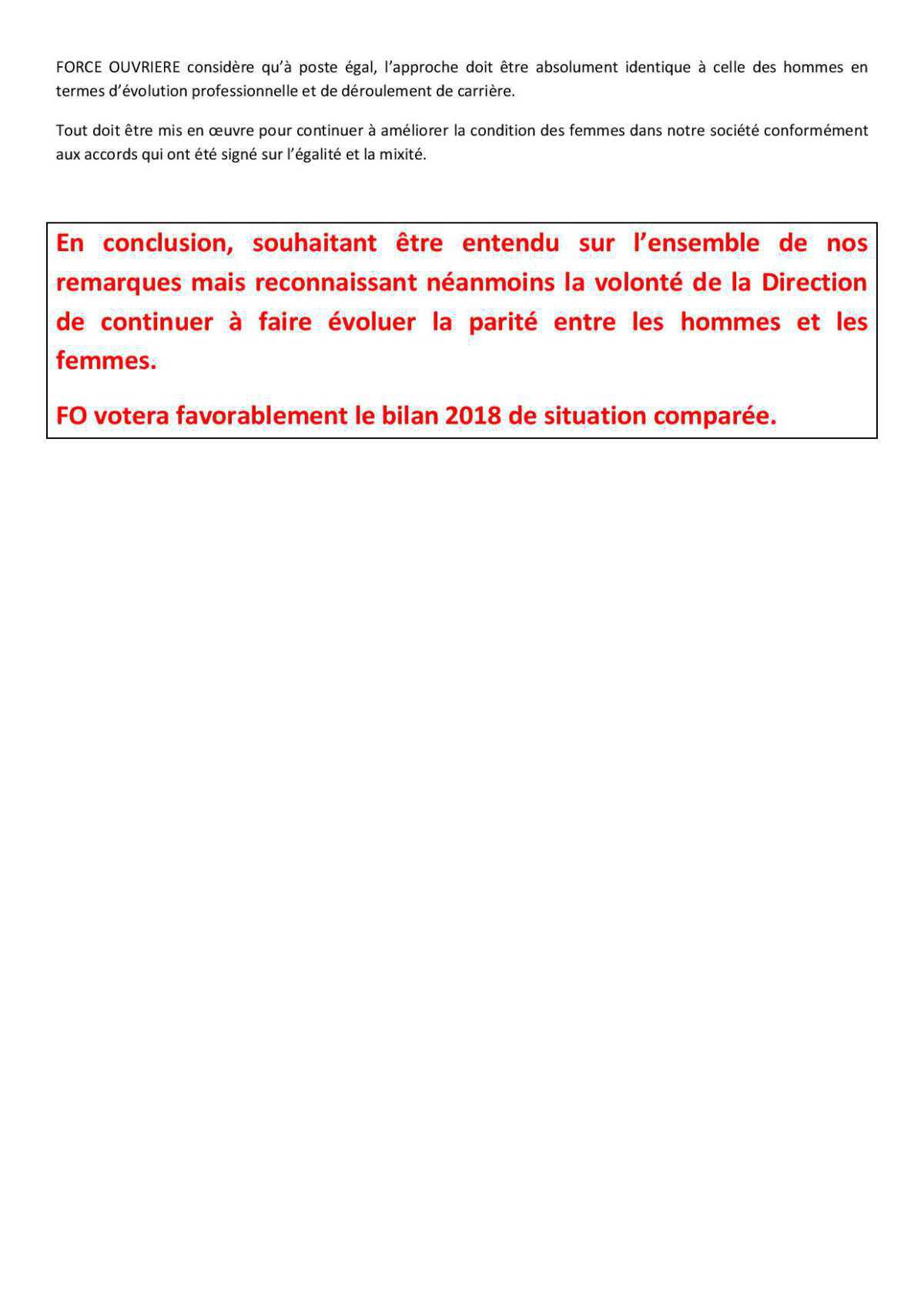 Déclaration FO au CE du 26 avril 2019