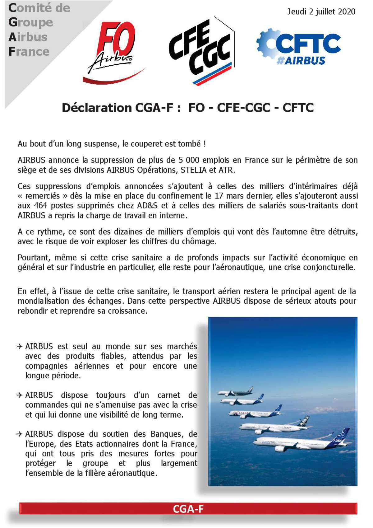 Déclaration intersyndicale au CGAF