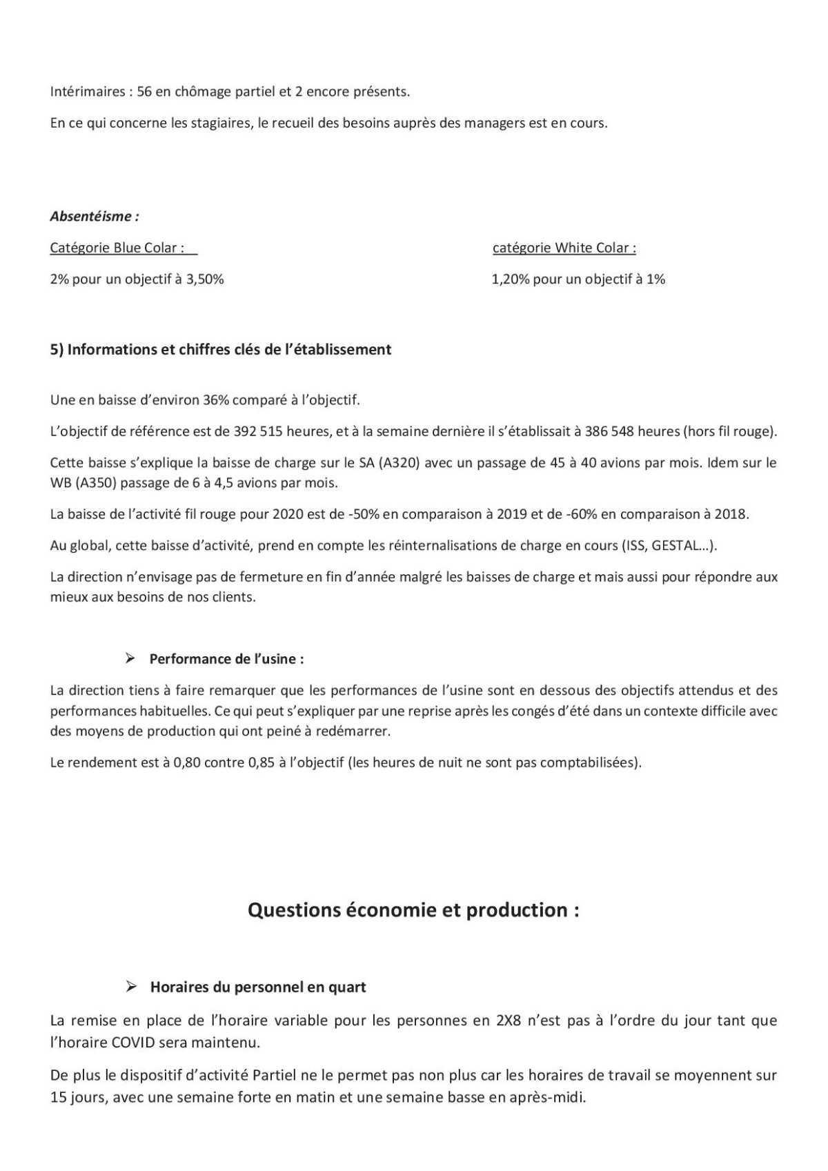 Compte rendu Succinct du CSE du 29/09