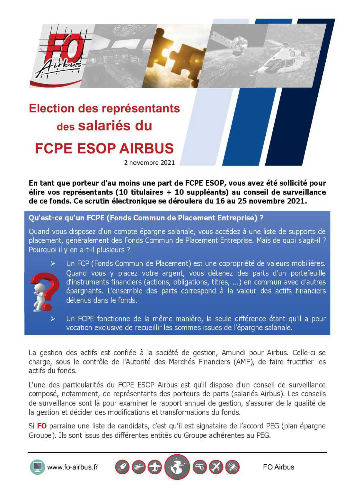 Election des représentants des salariés FCPE ESOP AIRBUS