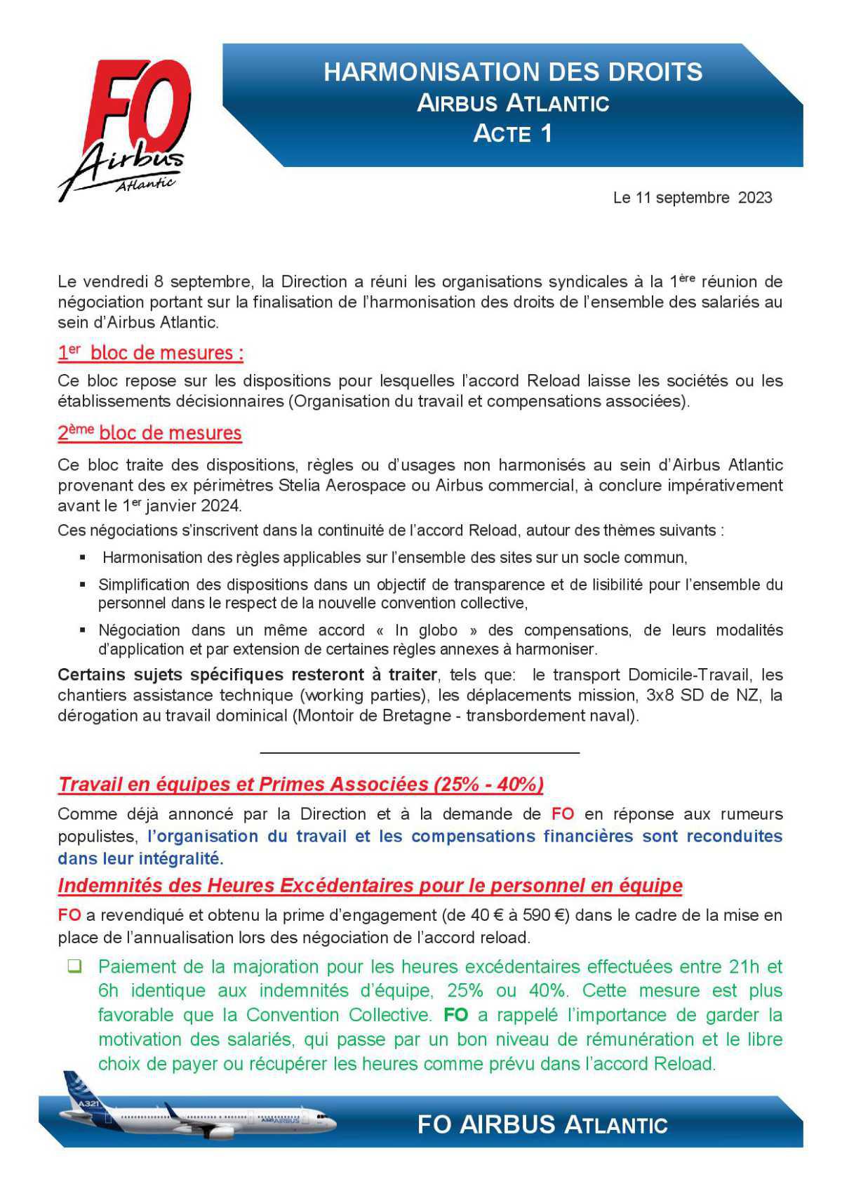 HARMONISATION DES DROITS AIRBUS ATLANTIC- 1ere Réunion