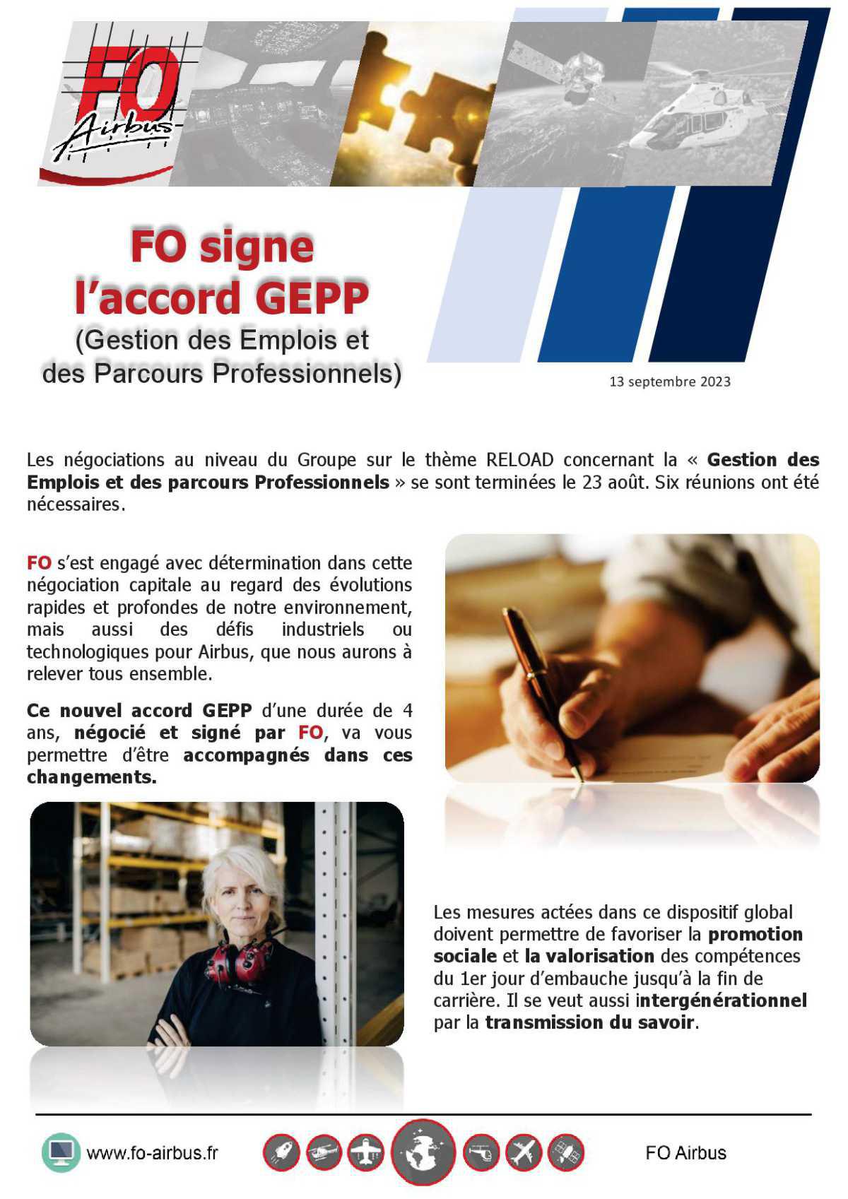 FO signe l’accord GEPP (Gestion des Emplois et des Parcours Professionnels)