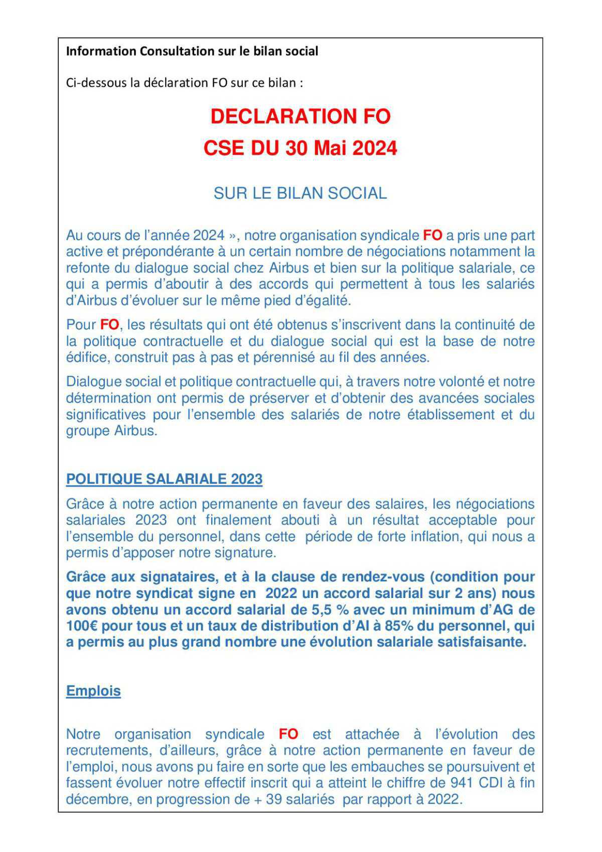 FLASH CSE DU 30/05