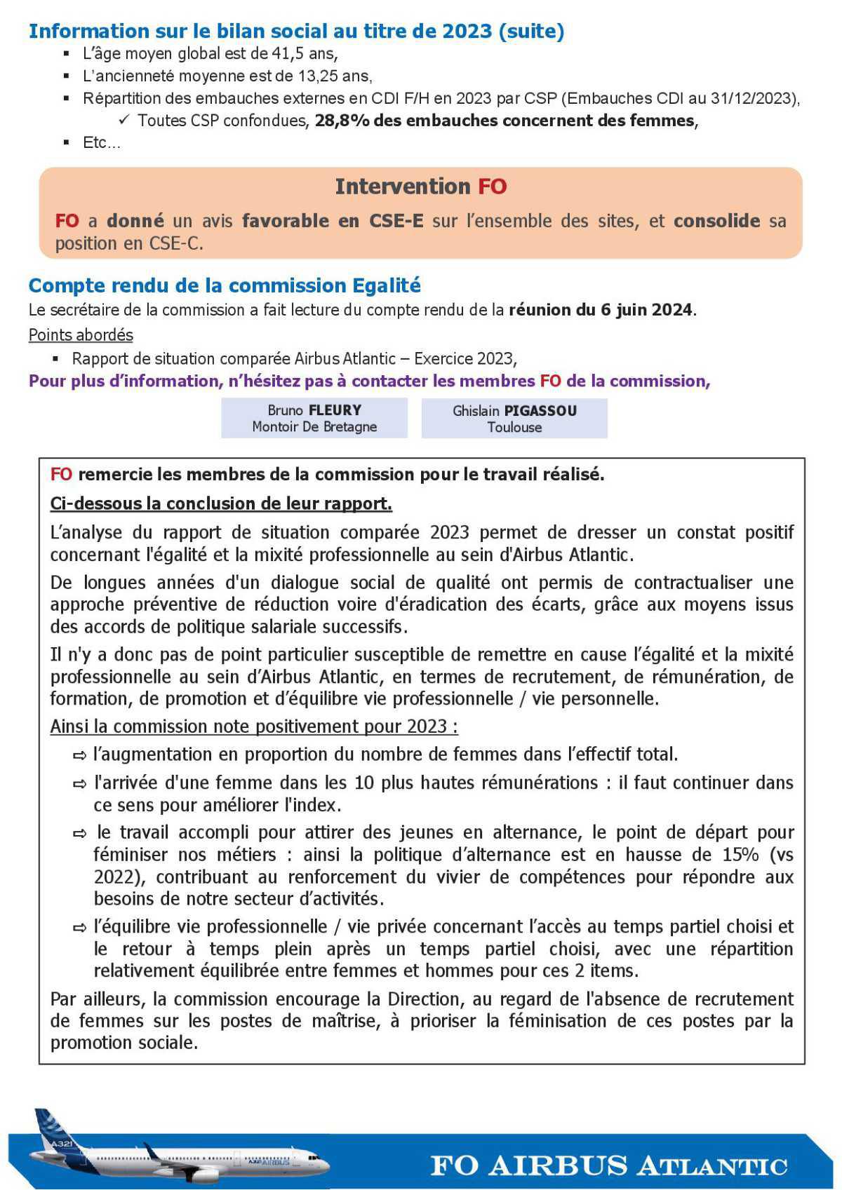 COMPTE RENDU SUCCINCT DU CSE C DU 14 JUIN 2024