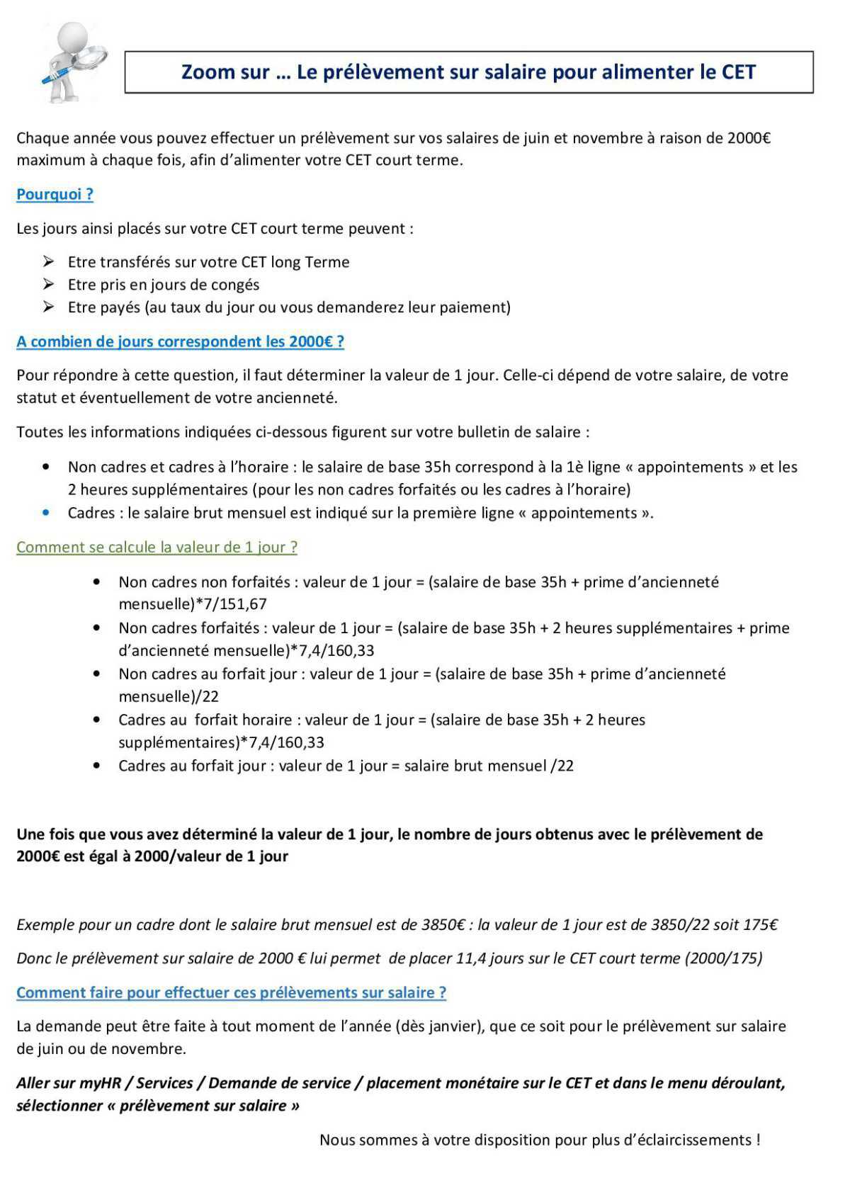 Zoom sur … Le prélèvement sur salaire pour alimenter le CET