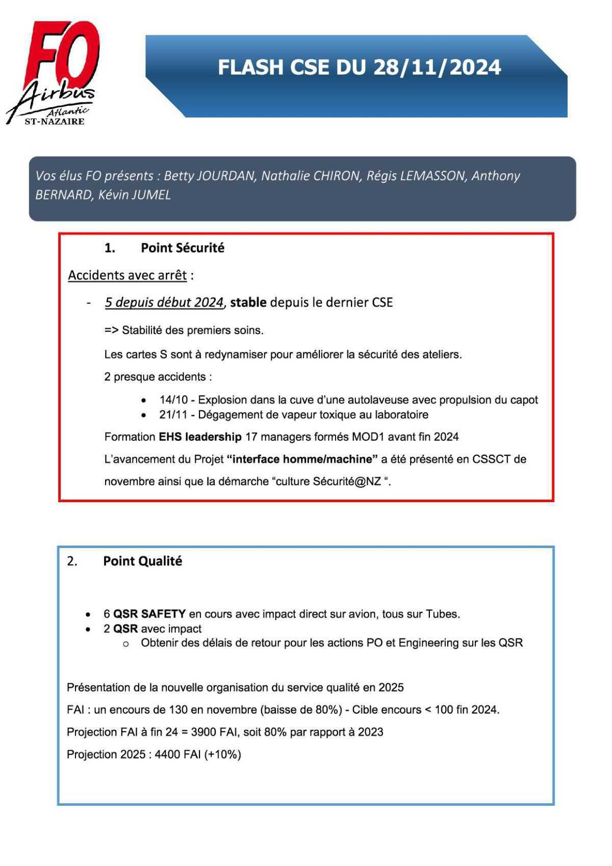 Flash CSE du 28/11