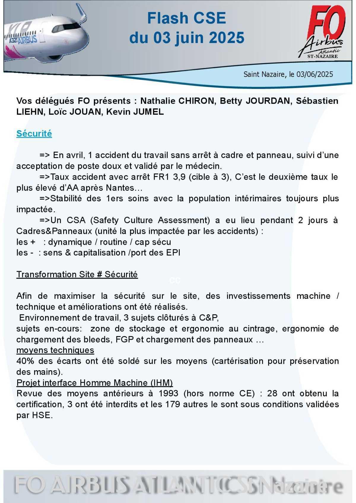 Flash CSE du 03 juin