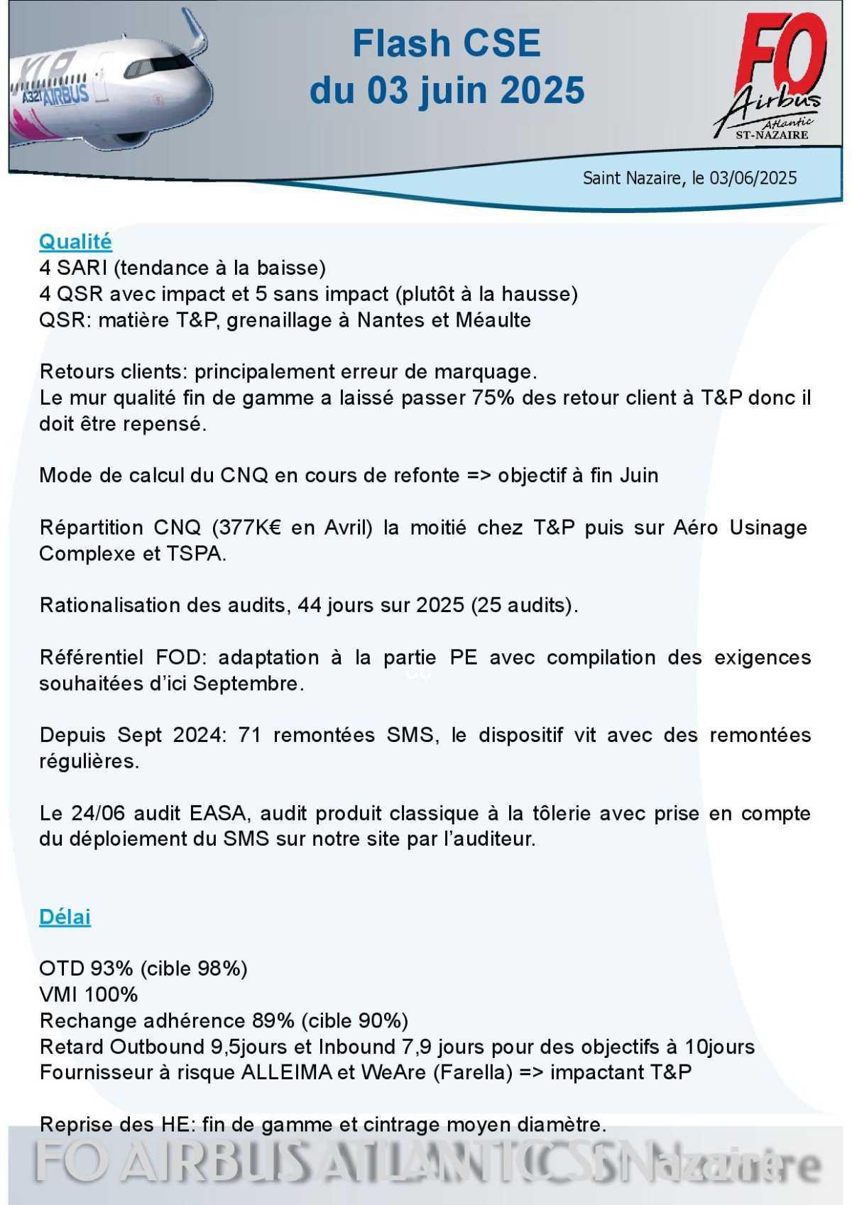 Flash CSE du 03 juin