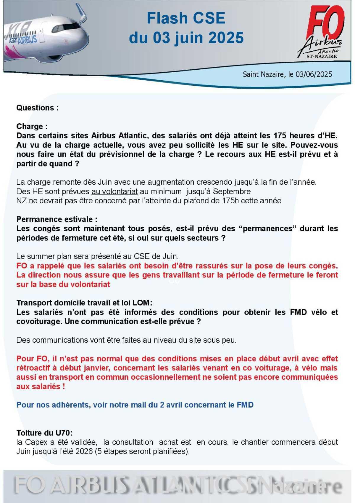 Flash CSE du 03 juin