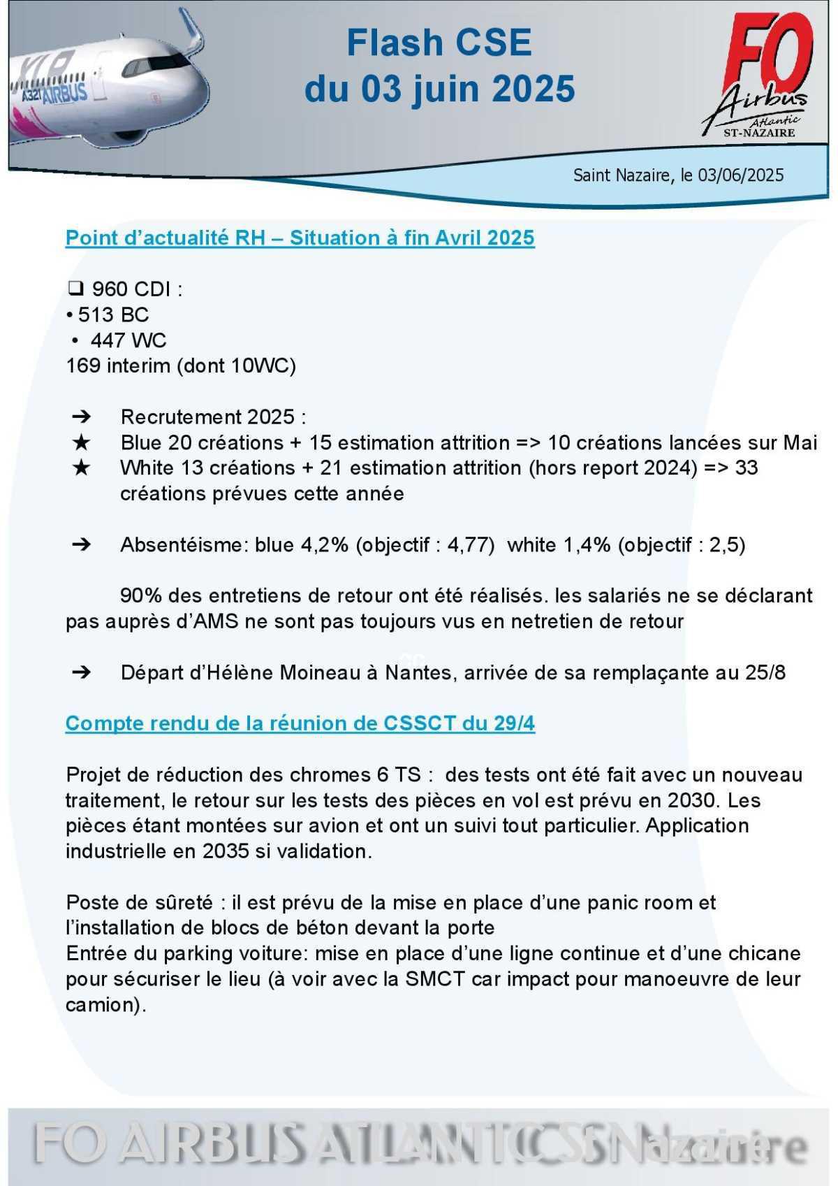 Flash CSE du 03 juin
