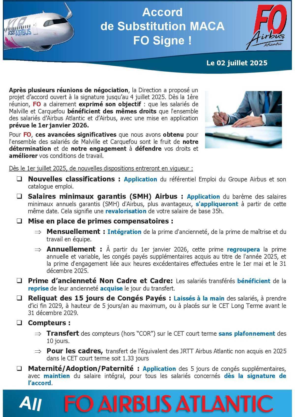 Accord de substitution MACA, FO Signe !