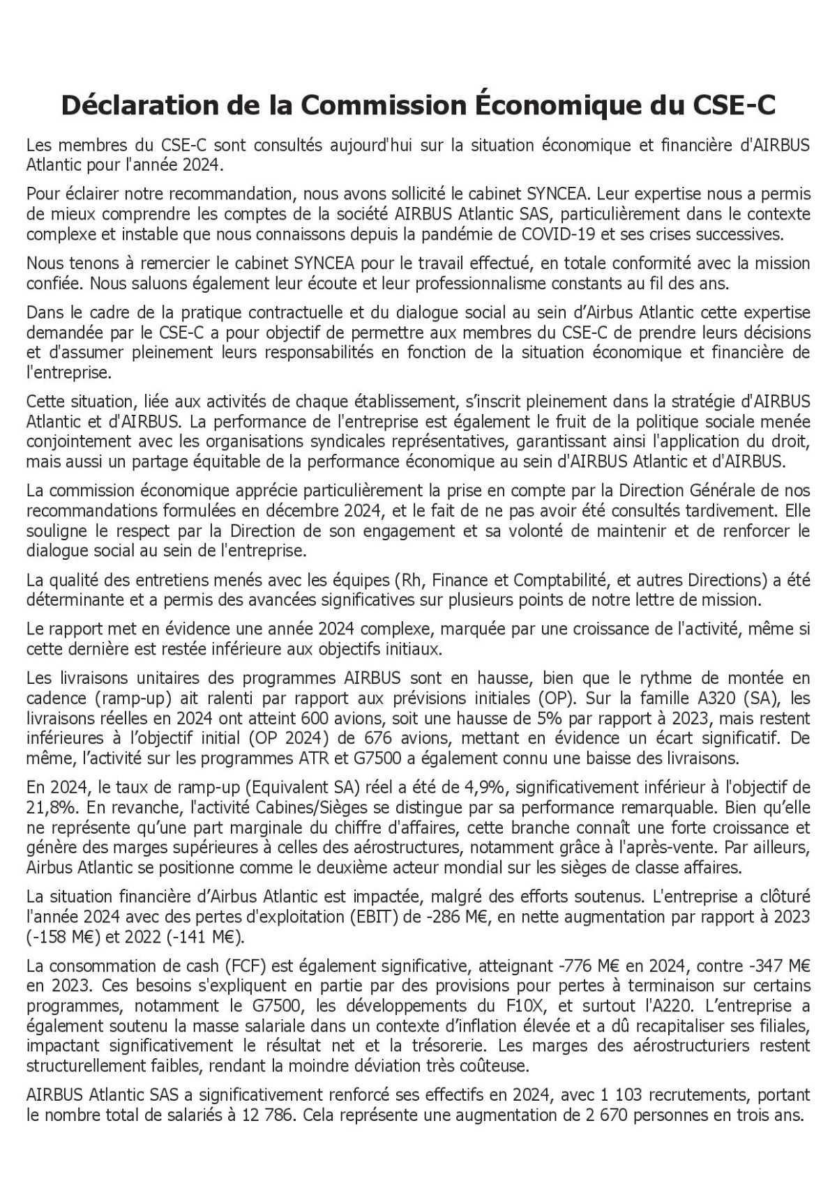CSE-C extraordinaire du 21 Juillet