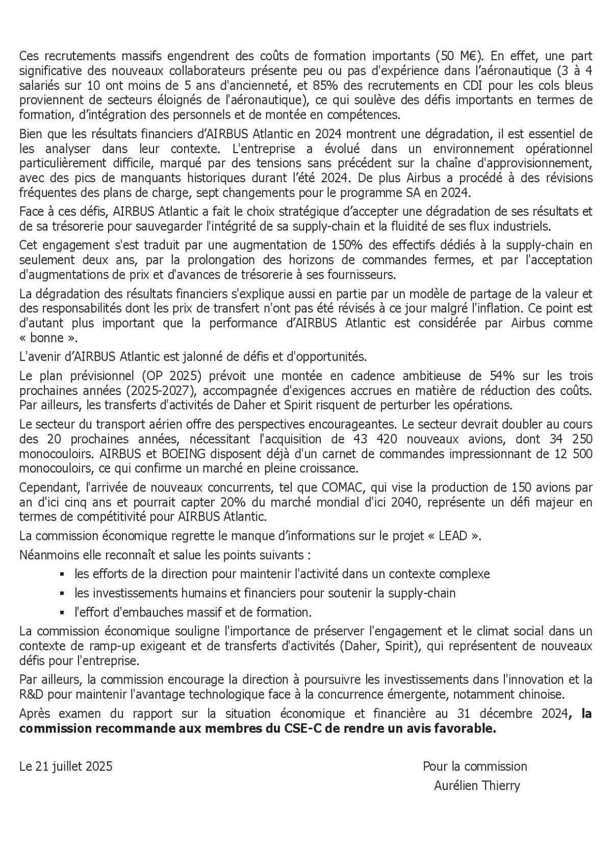 CSE-C extraordinaire du 21 Juillet