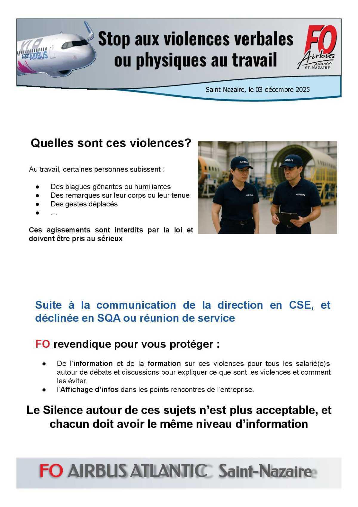 Stop aux violences verbales ou physiques au travail