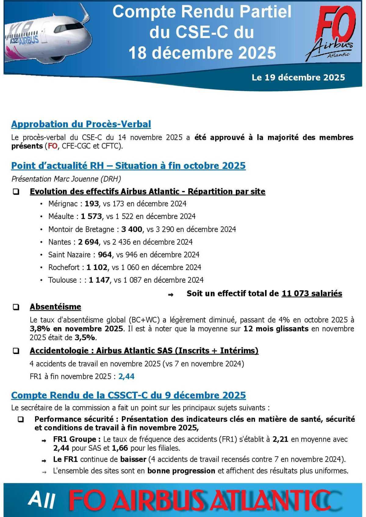 📢 CSE Central du 18 décembre – Compte rendu disponible