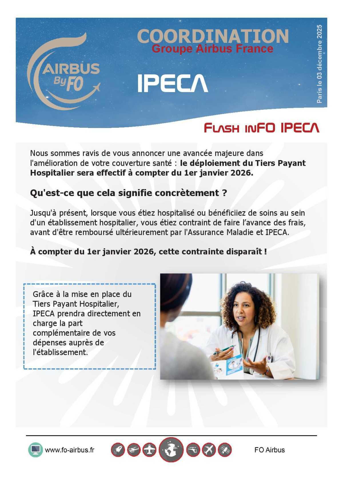 Flash info IPECA - Déploiement du tiers payant hospitalier à partir du 1er Janvier