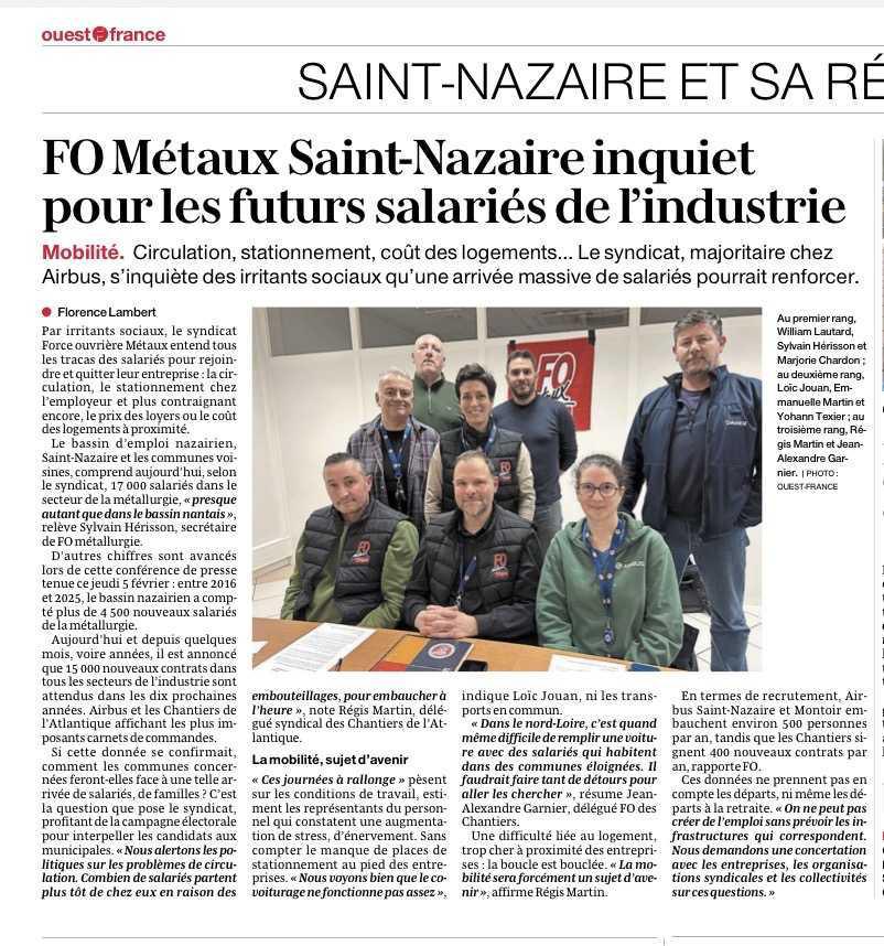 FO métaux Saint Nazaire inquiet pour les futurs salariés de l'industrie