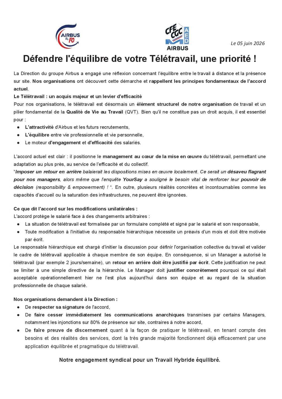 Défendre l'équilibre de votre Télétravail, une priorité !