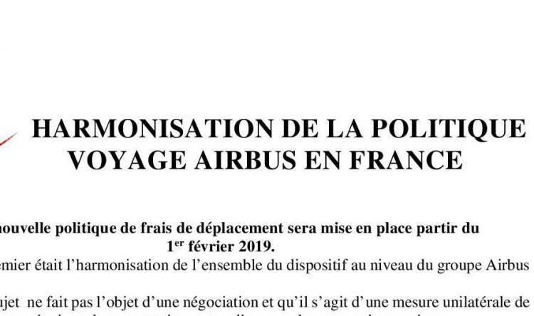 Harmonisation de la politique voyage AIRBUS