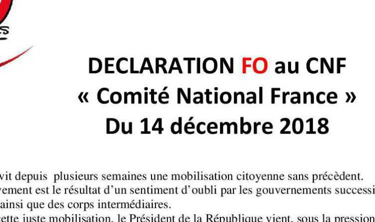 Déclaration FO au CNF