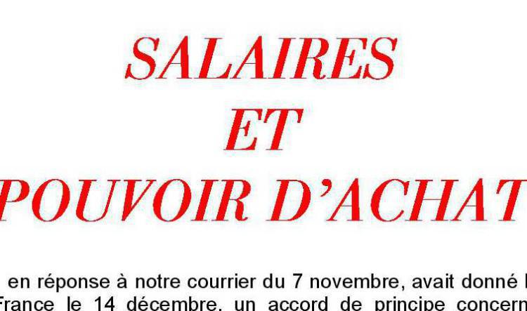 SALAIRES et POUVOIR D'ACHAT