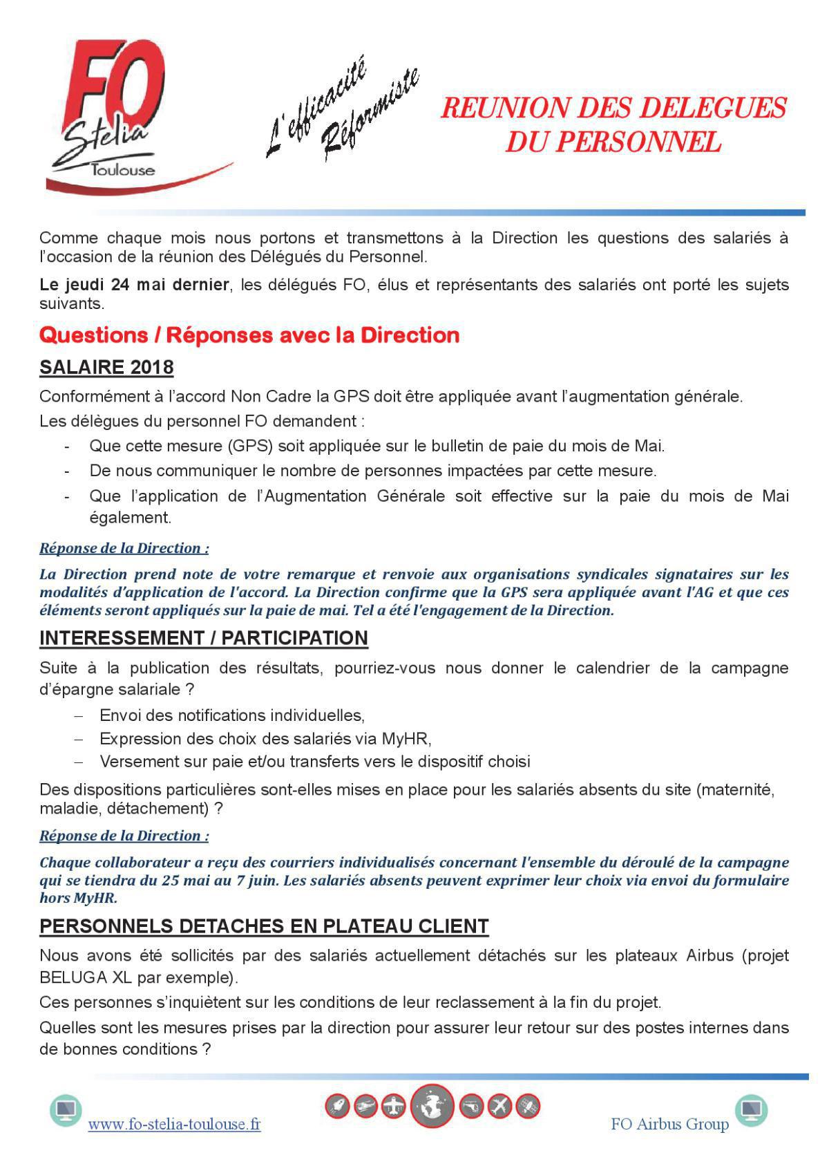 Questions Réponses avec la direction DP mai 2018