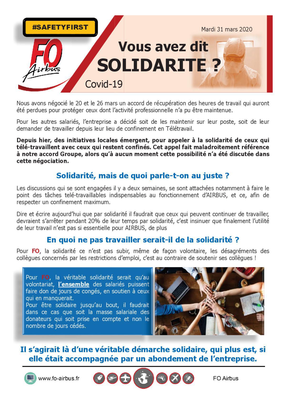 COVID-19 - Vous avez dit solidarité ?
