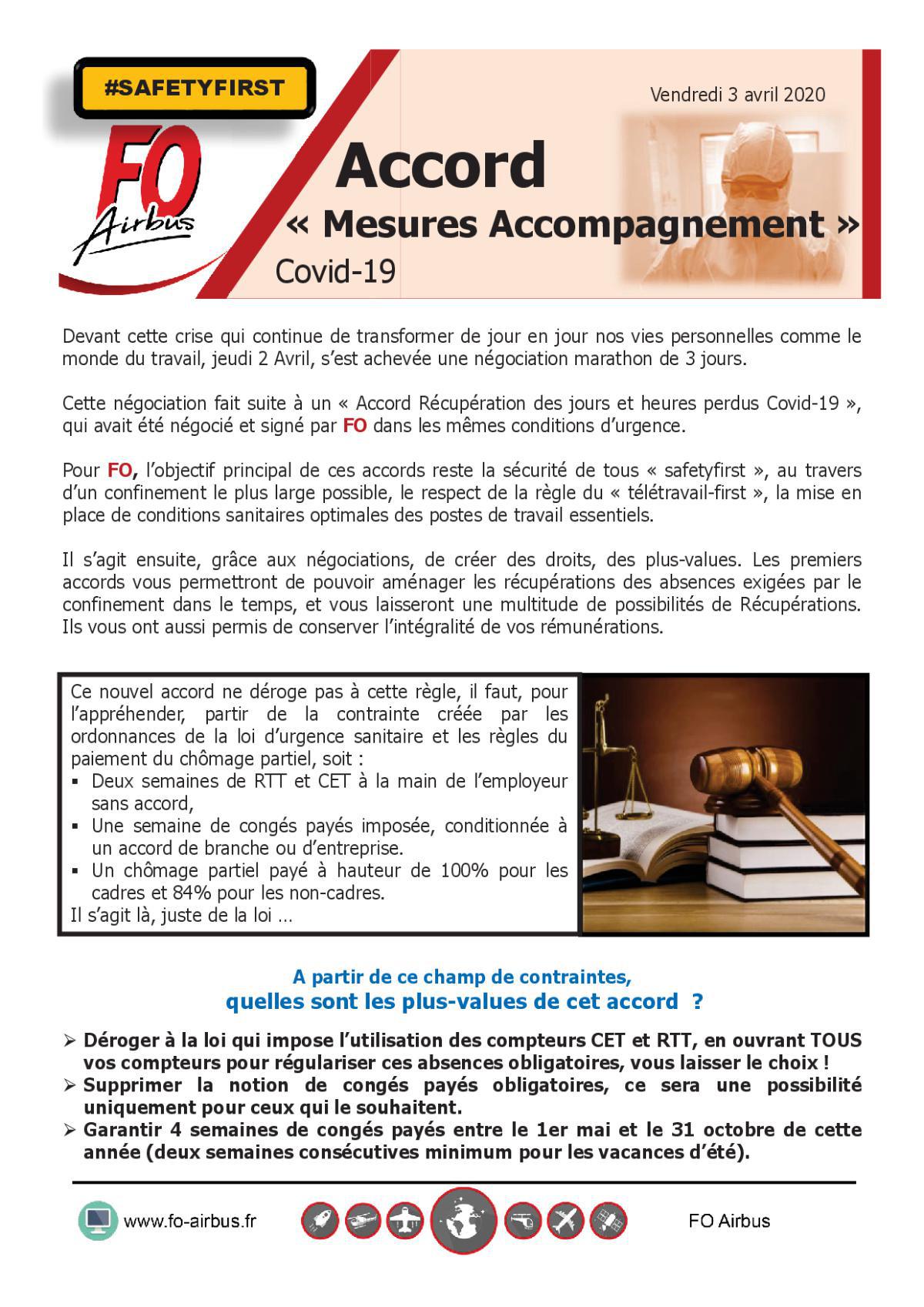 COVID-19 - Accord « Mesures Accompagnement » 