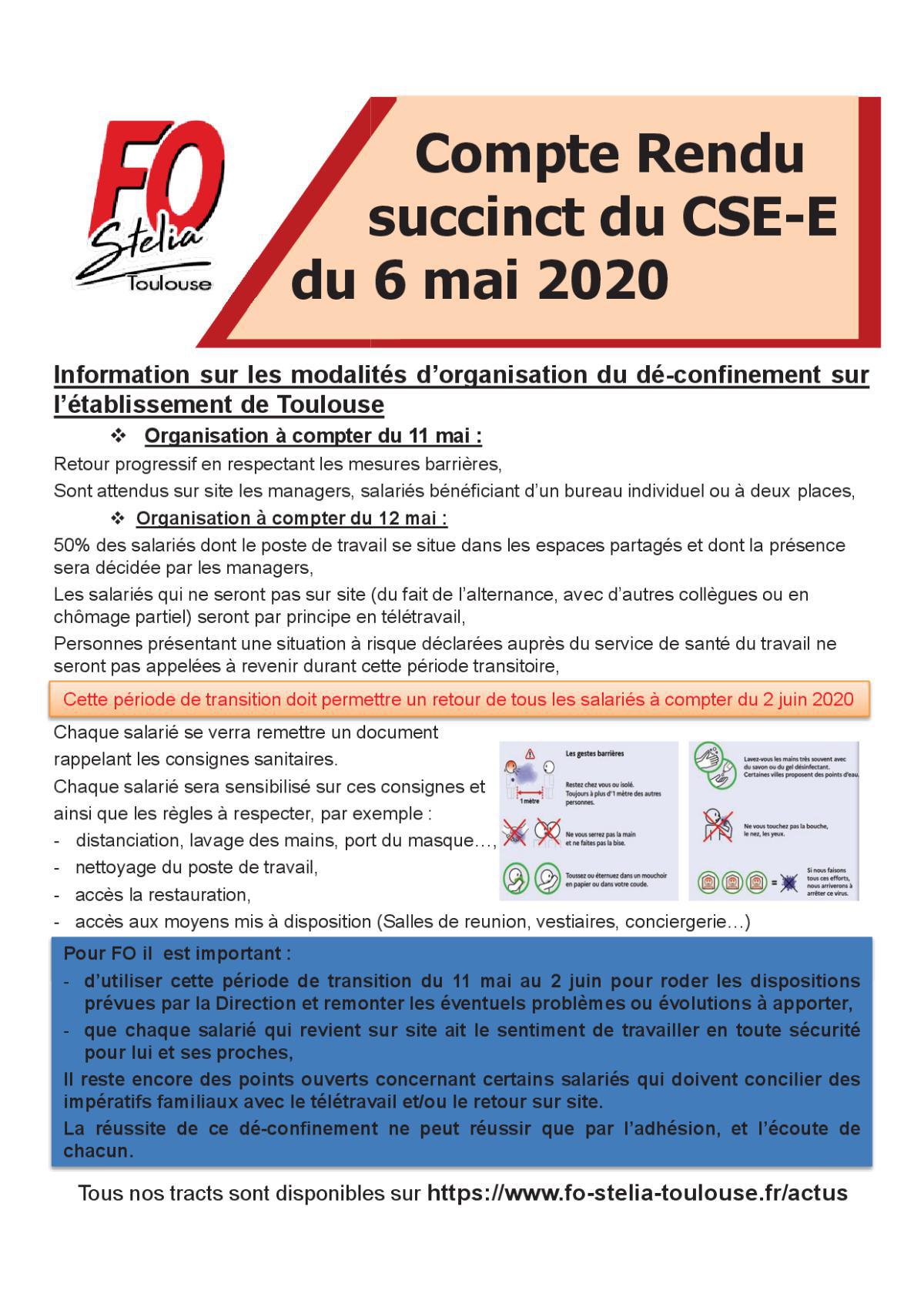 Flash Info : CR succinct du CSE-E du 6 mai 2020