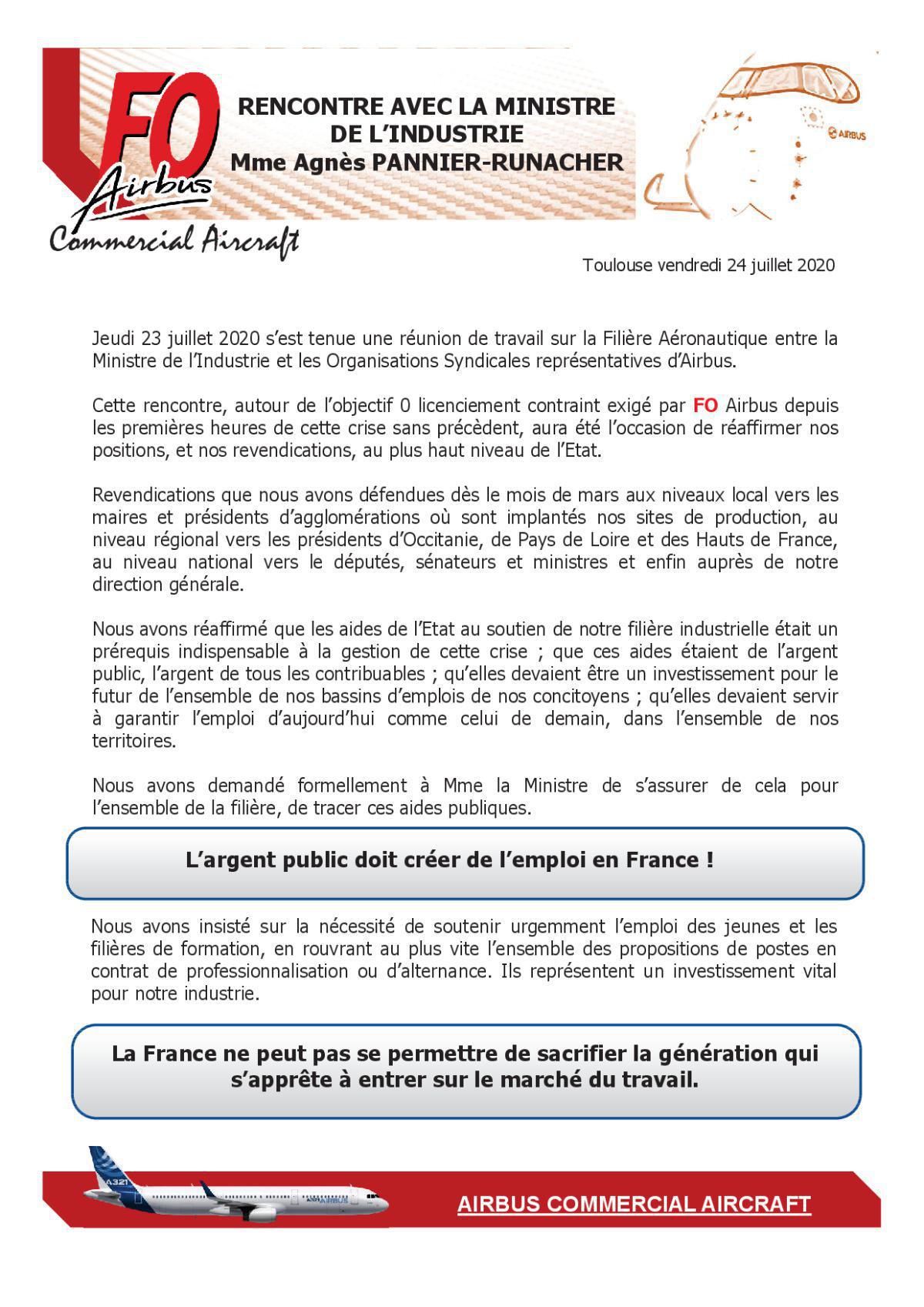 Rencontre avec la Ministre de l'Industrie