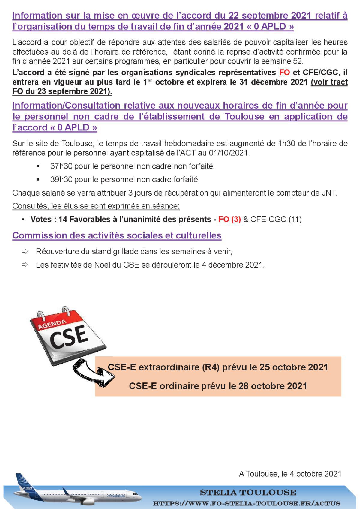 Compte Rendu succinct CSE-E du 30 septembre 2021