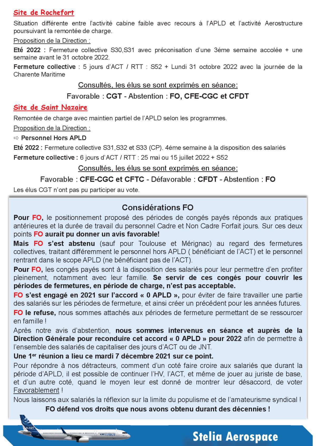 Durée du travail en 2022, Planification des congés payés et Fermetures 2022