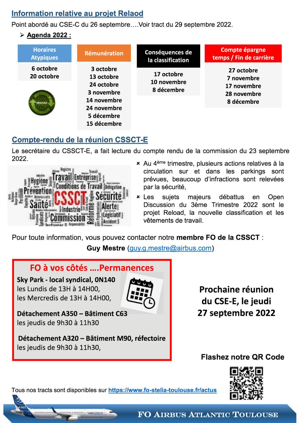 Flash Info : CR succinct du CSE-E du 29 septembre 2022 