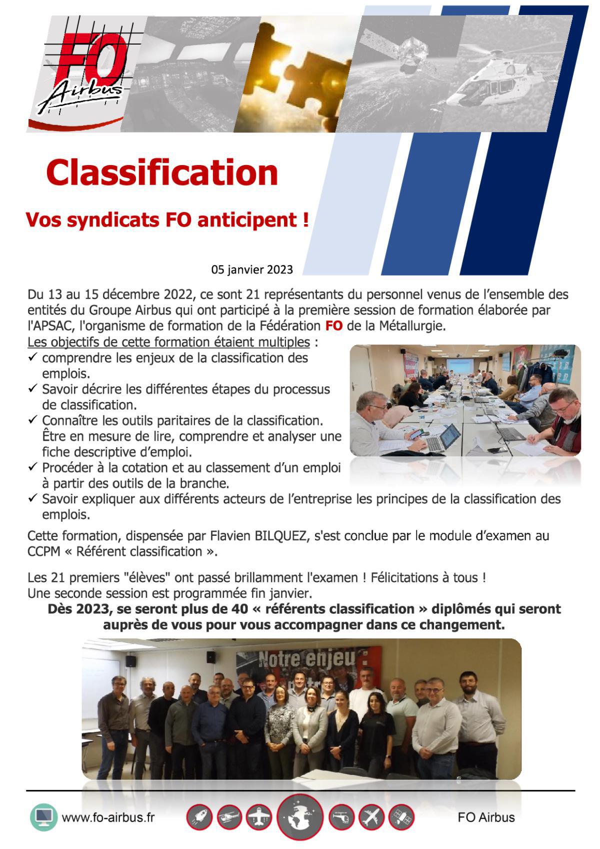 Classification : Vos syndicats FO anticipent !