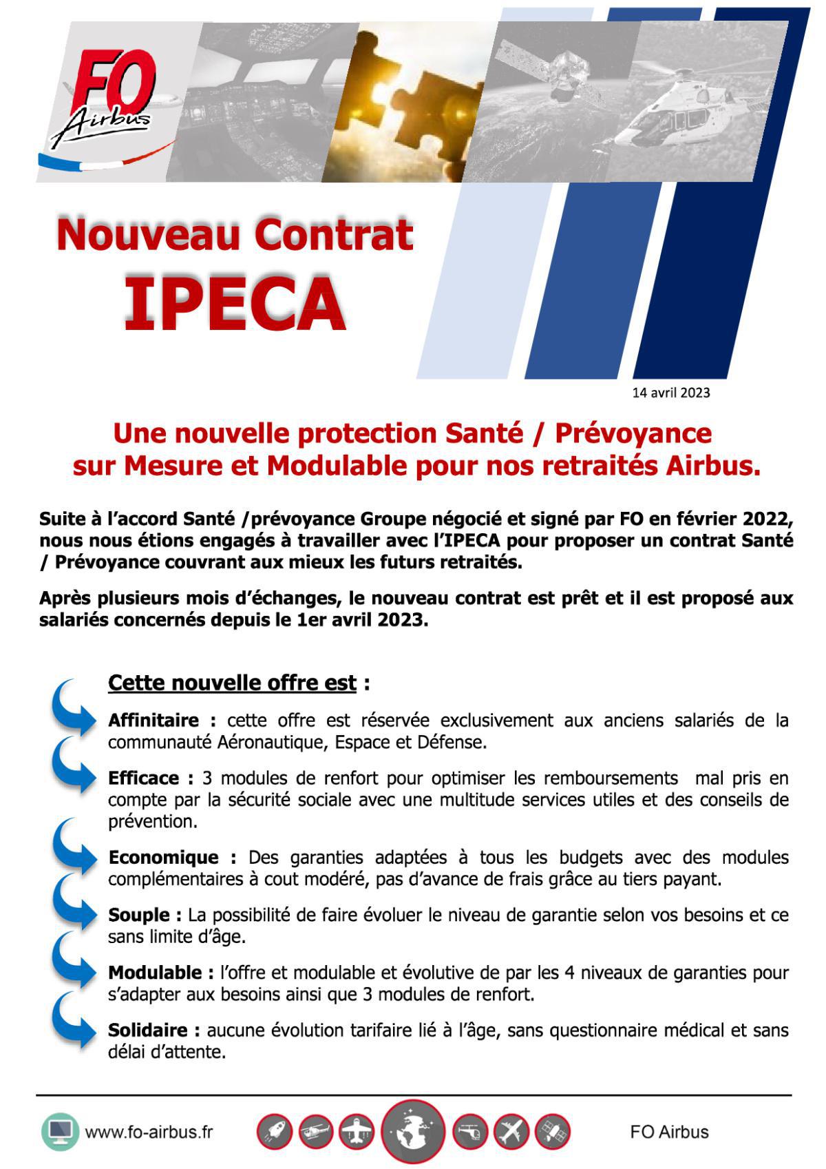 Nouveau Contrat IPECA : Une nouvelle Protection Santé / Prévoyance sur Mesure et Modulable pour nos retraités Airbus