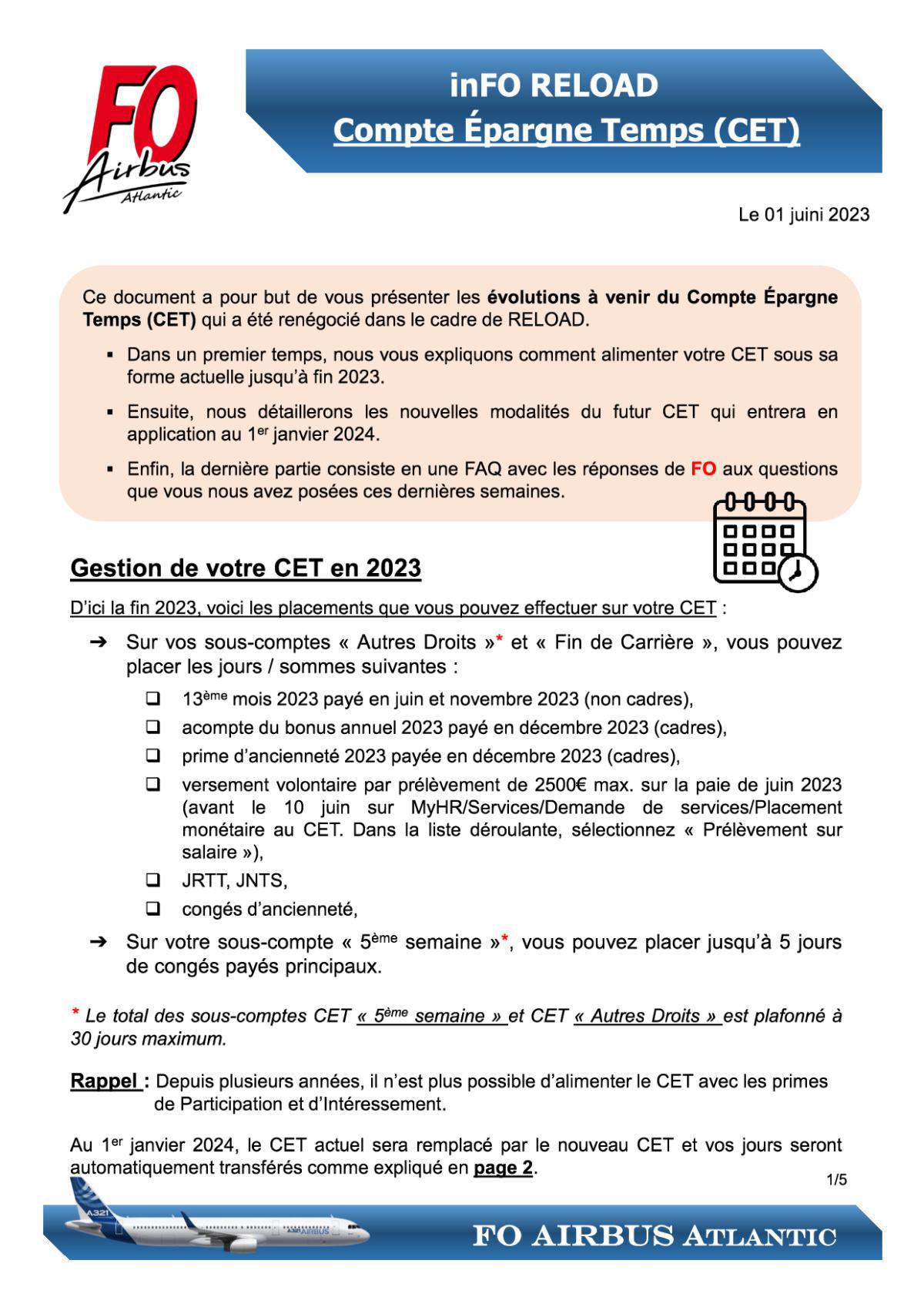 inFO RELOAD – Compte Epargne Temps (CET)
